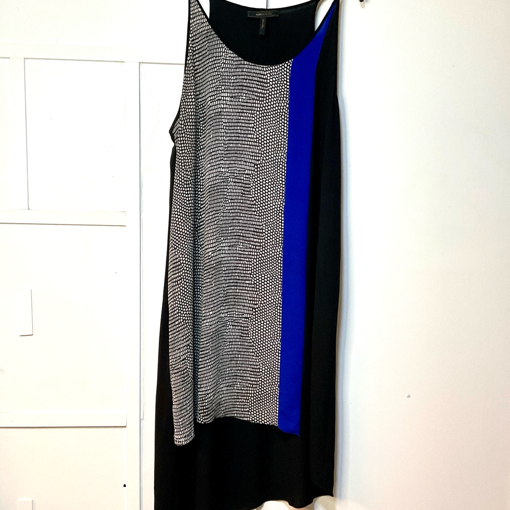 Black And Blue Asymmetrical Sleeveless Dress